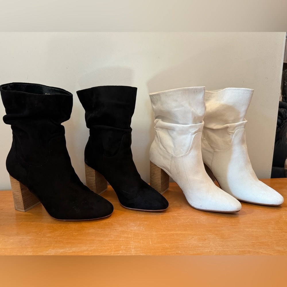 White booties suede
